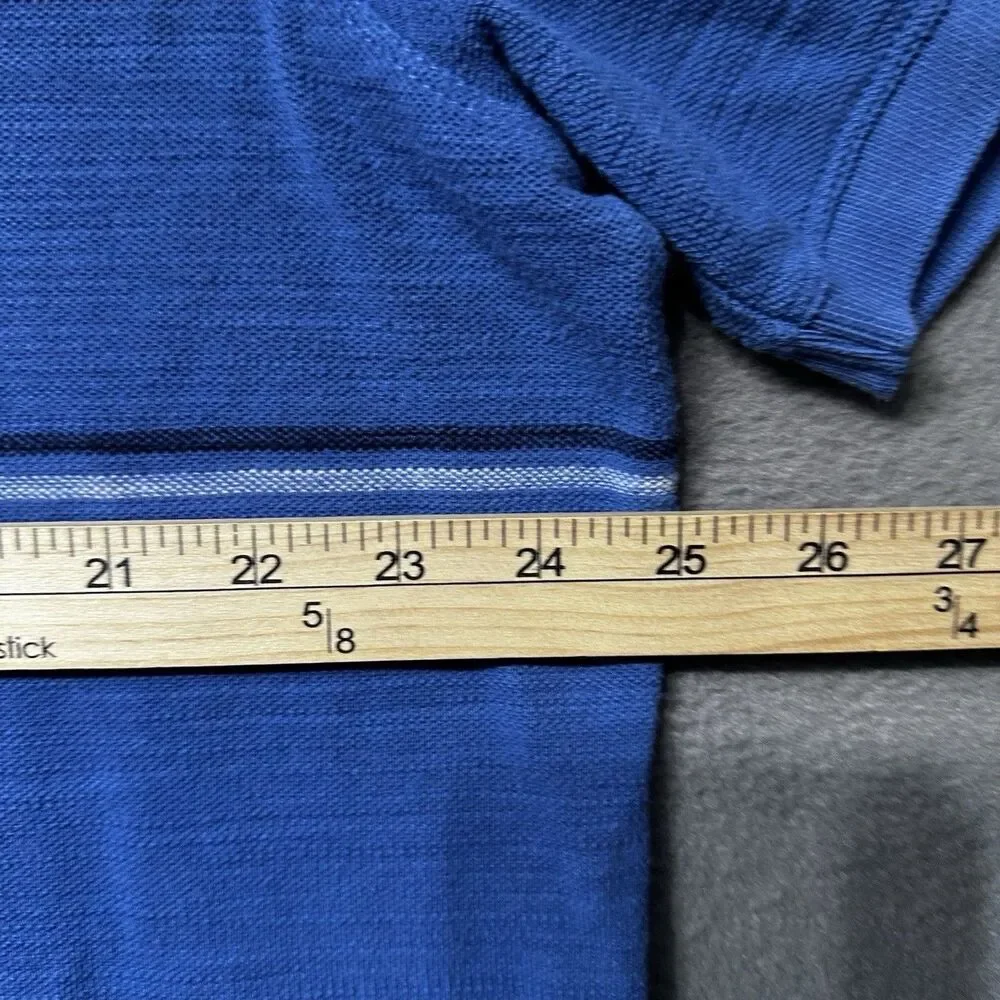Banana Republic Mens Polo Shirt XXL Blue Standard Fit Stripe Knit Short Sleeve